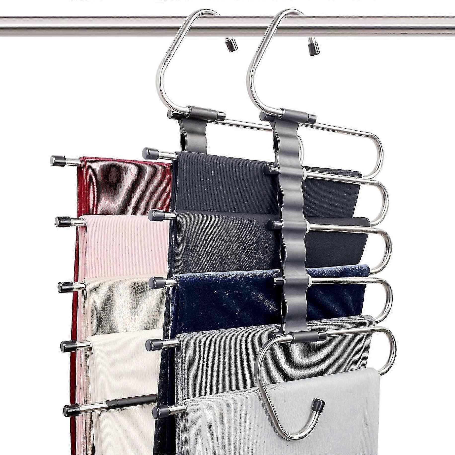 2-Pack Foldable Space-Saving Pants Hanger for Closet Organization