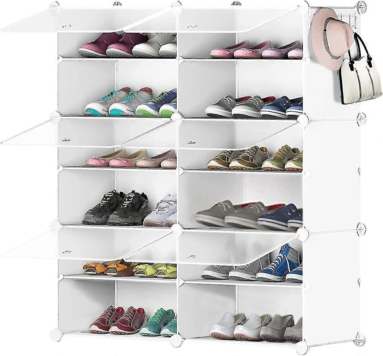 24-Pair Shoe Storage Cabinet White Dustproof Design
