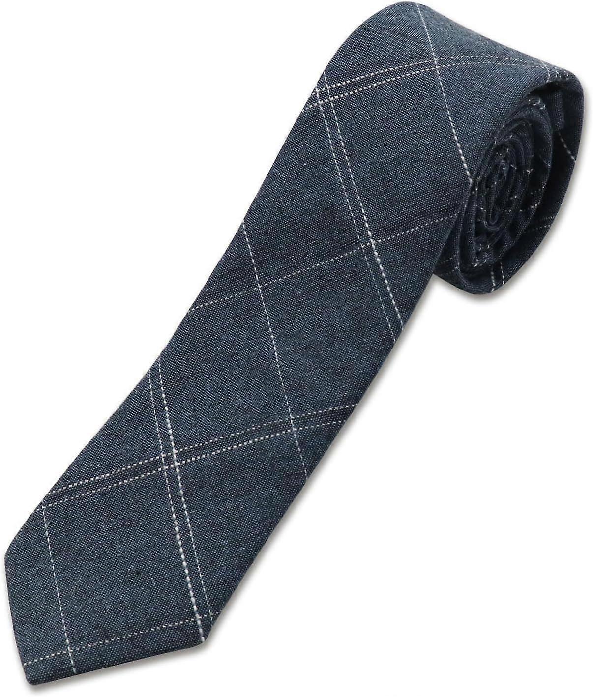 Mens Tie 2.36" (6cm) Cotton Skinny Ties for Men Plaid Striped Neck Tie Slim