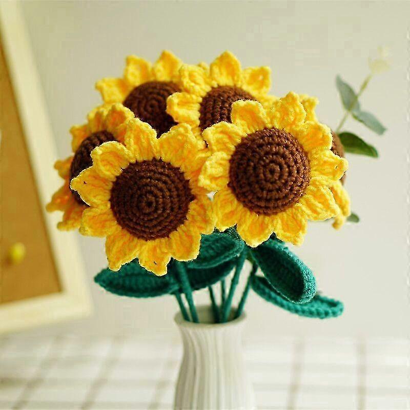 Hand Knitted Sunflowers-6pc