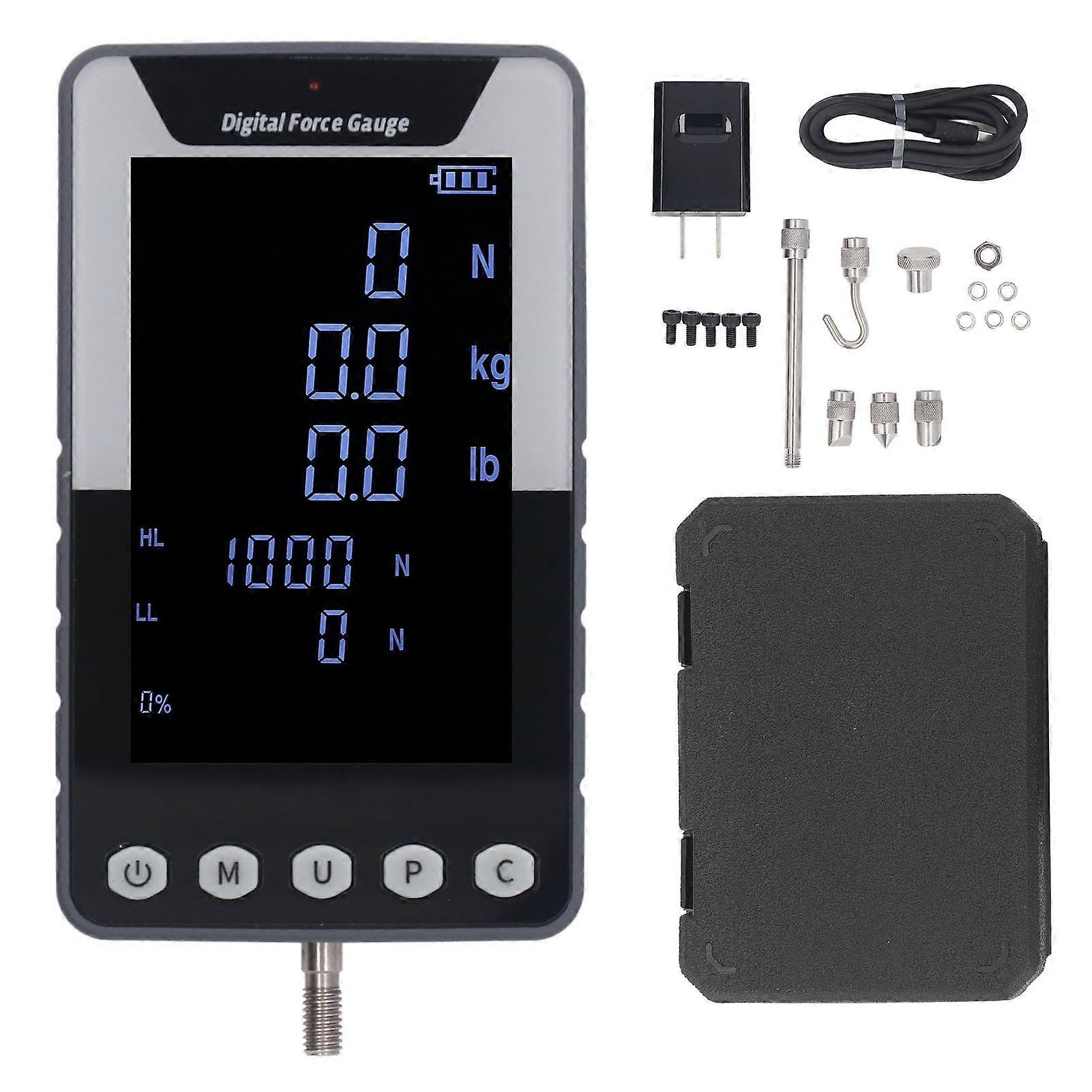 Digital Force Gauge 10N Push Pull Meter 1kg Thrust Tension Pressure Tester Dynamometer with US Plug for Accurate Measurement