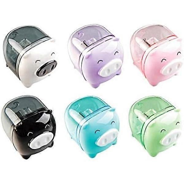5 pcs Cute Pencil Sharpener Cartoon Mini Pig Handheld Sharpener Mixed Colors