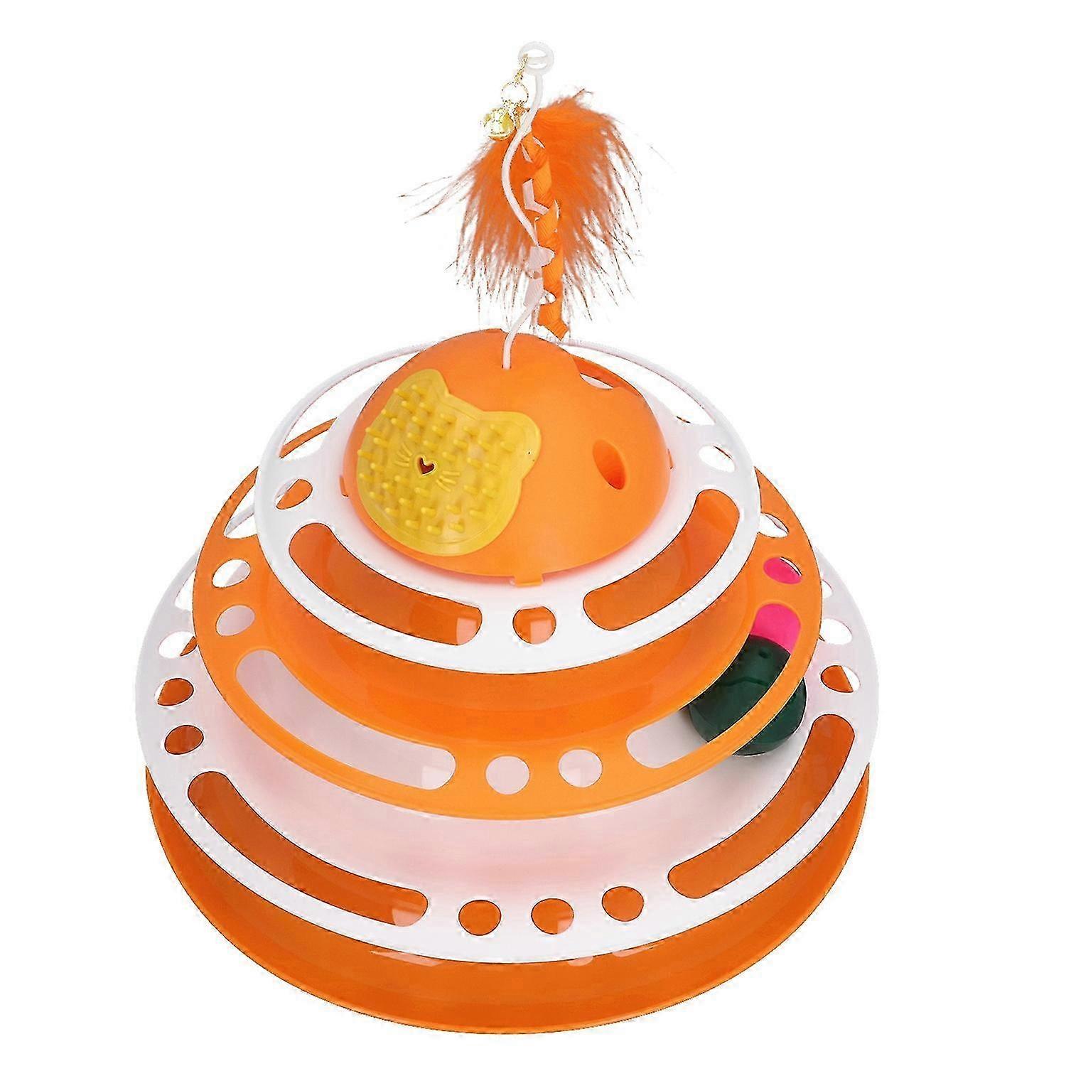 Cat Ball Tower Toy Interactive Detachable Cat Track Puzzle Toy with Scratcher Teasing Feather for In