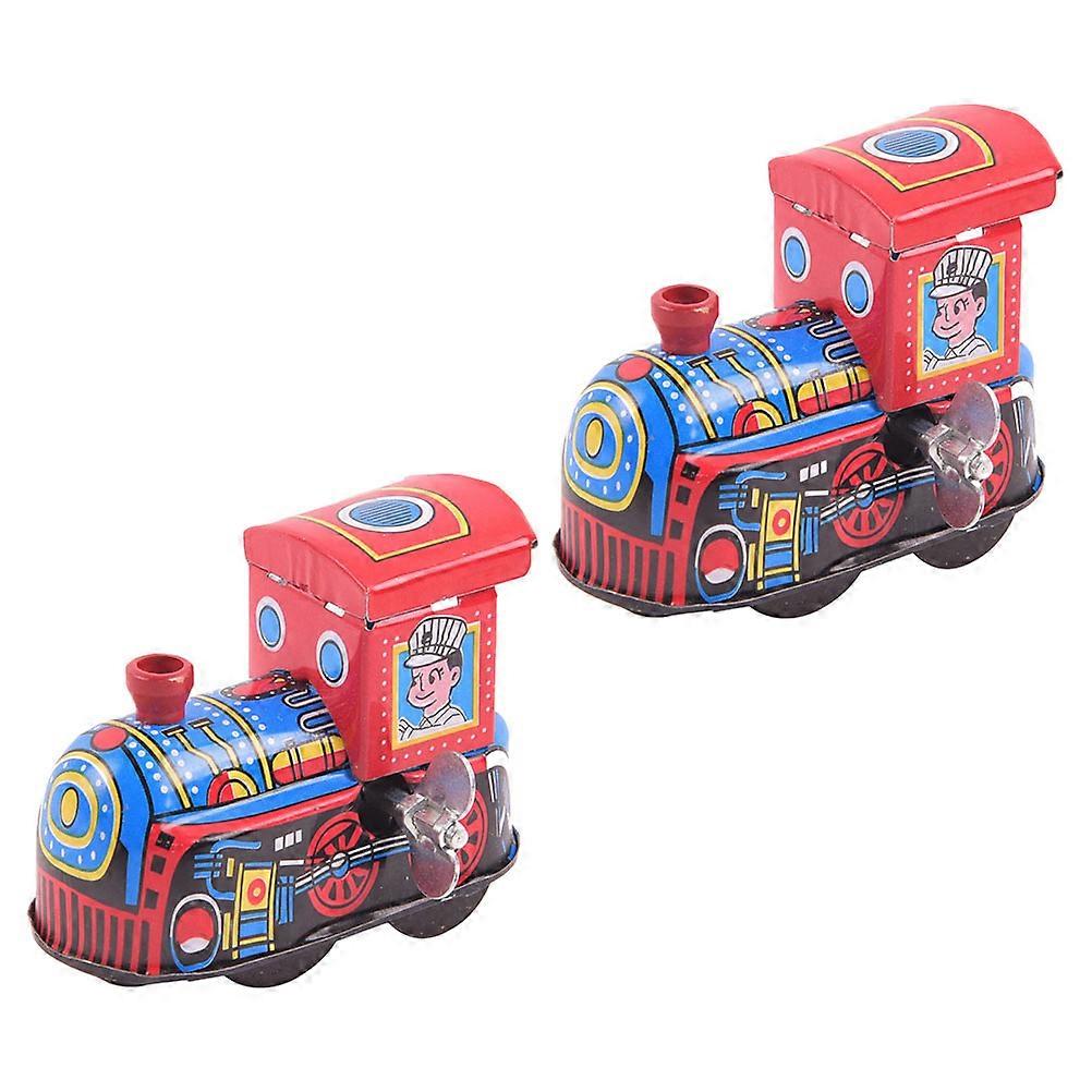 Iron Locomotive Toys Clockwork Toys 2Pcs for Kids Fun and Decoration