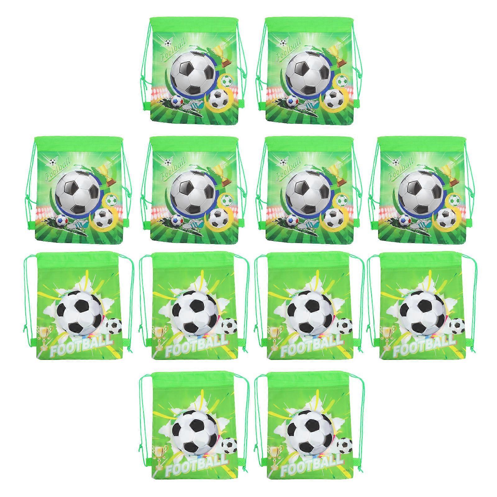 Football Party Bag Drawstring Backpack for Party Supplies Nonwoven Fabric Assorted Color for Carrying 12Pcs