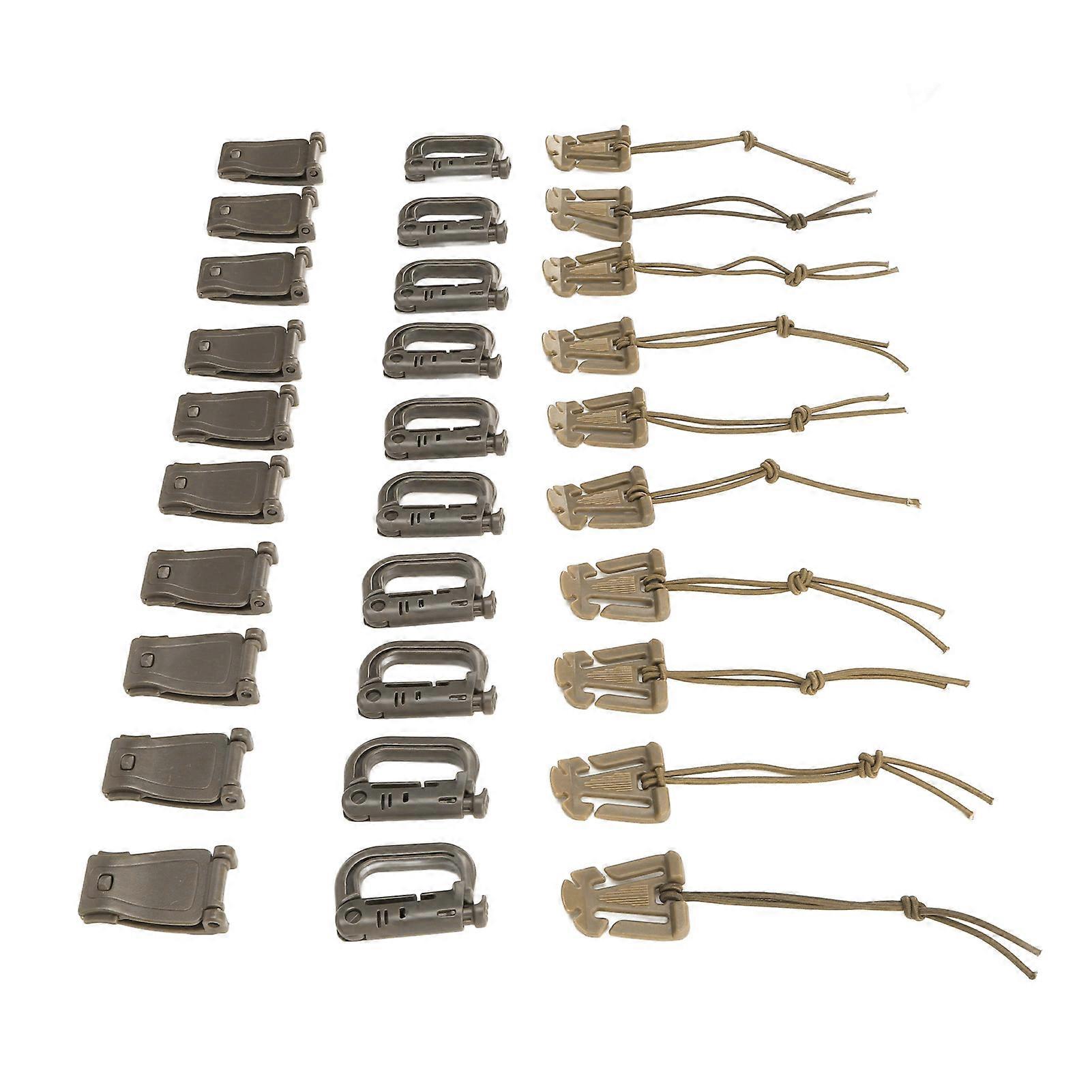 30Pcs Tan Backpack Clip Strap Set with D Ring & Locking Buckle