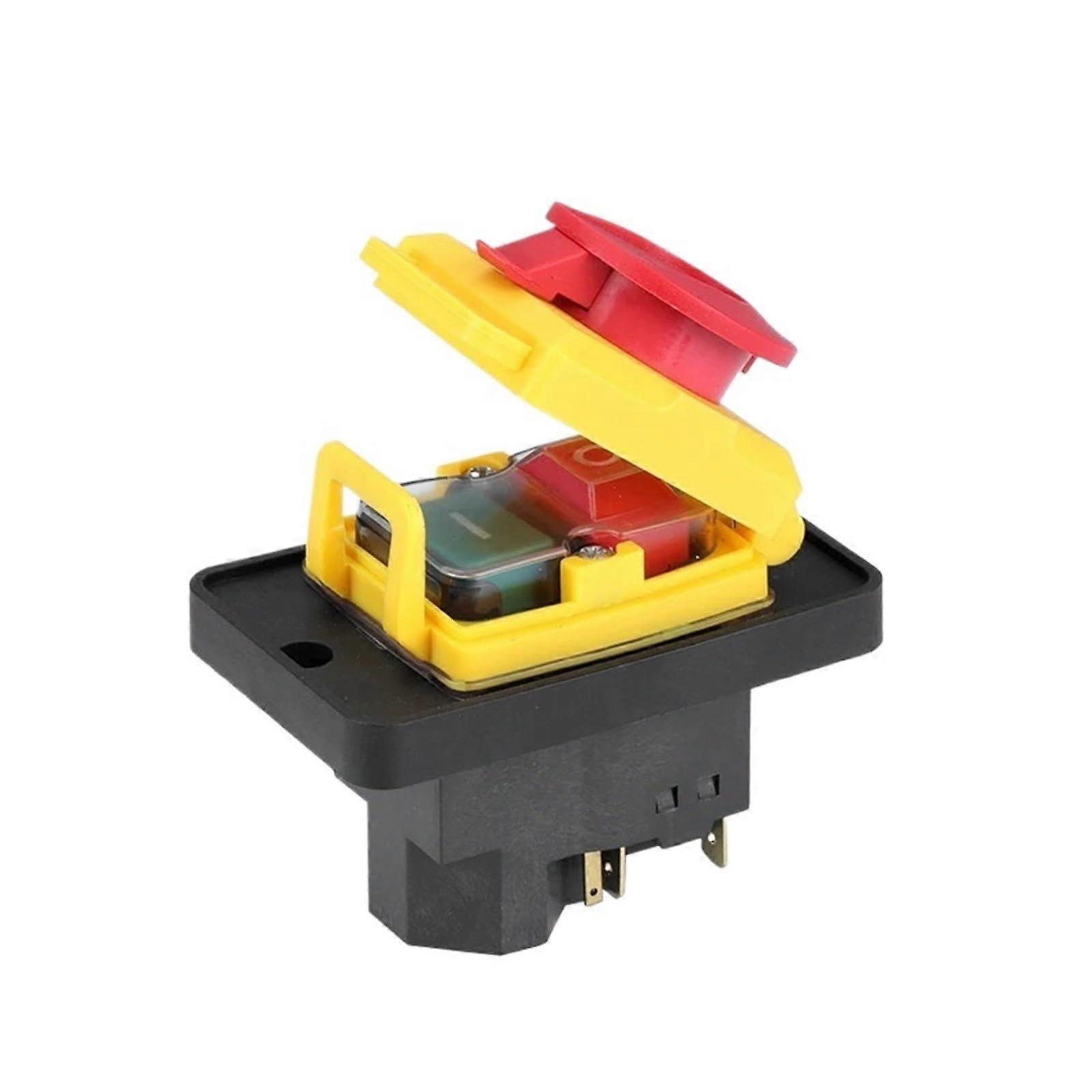 400V 7Pin Electromagnetic Switch YCZ4A Starter On Off 15A With Protection Cover Momentary Reset Push Button