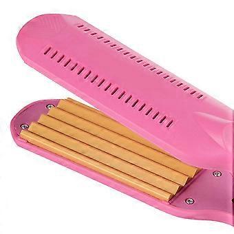 Pro Crimper Ceramic Corrugated Curler Curling Electric Splint Corn Hot Iron Hair Styler(Pink)