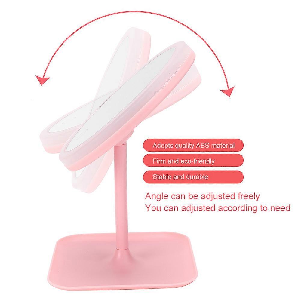 USB Charging Desktop Cosmetic Mirror Adjustable LED Makeup Mirror Fill Light Makeup ToolPink