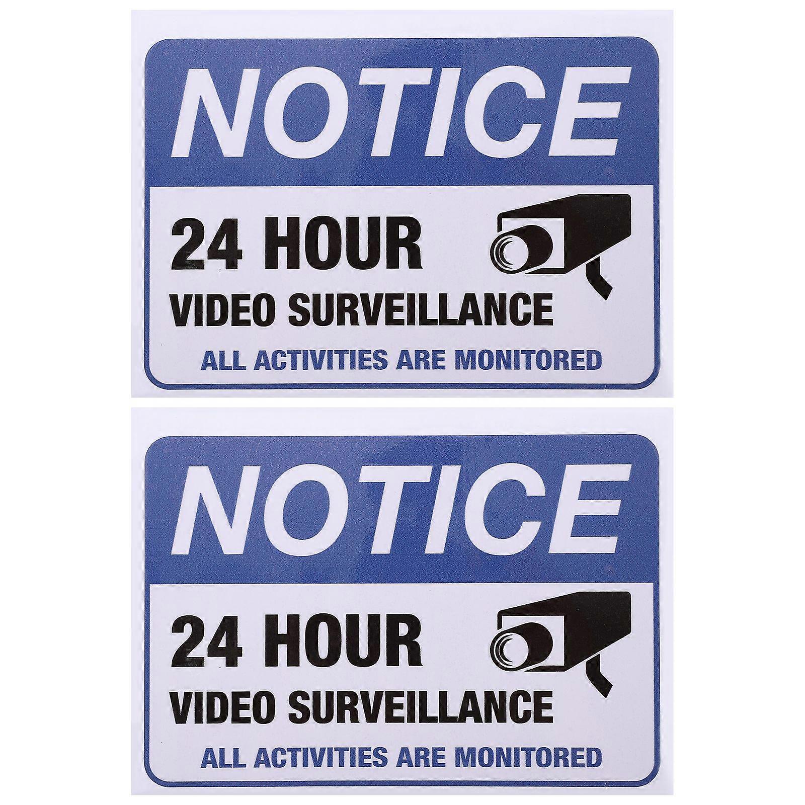 2Pcs Monitored Warning Stickers Video Surveillance Sticker Security Stickers Surveillance Warning Sticker