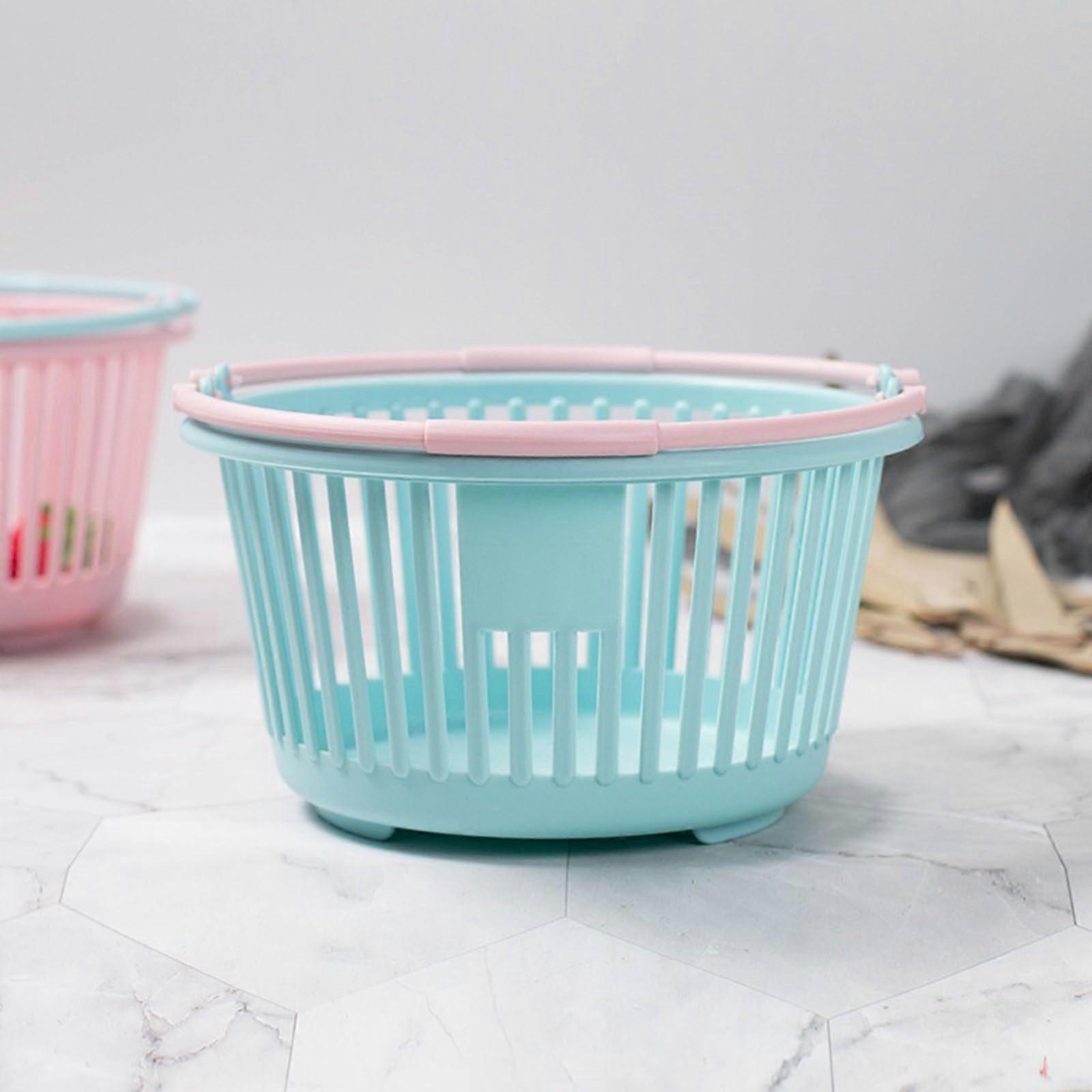 Fruit Handheld Storage Basket Circular Fruit Basket Nordic Blue With Handle Kitchen Organizer