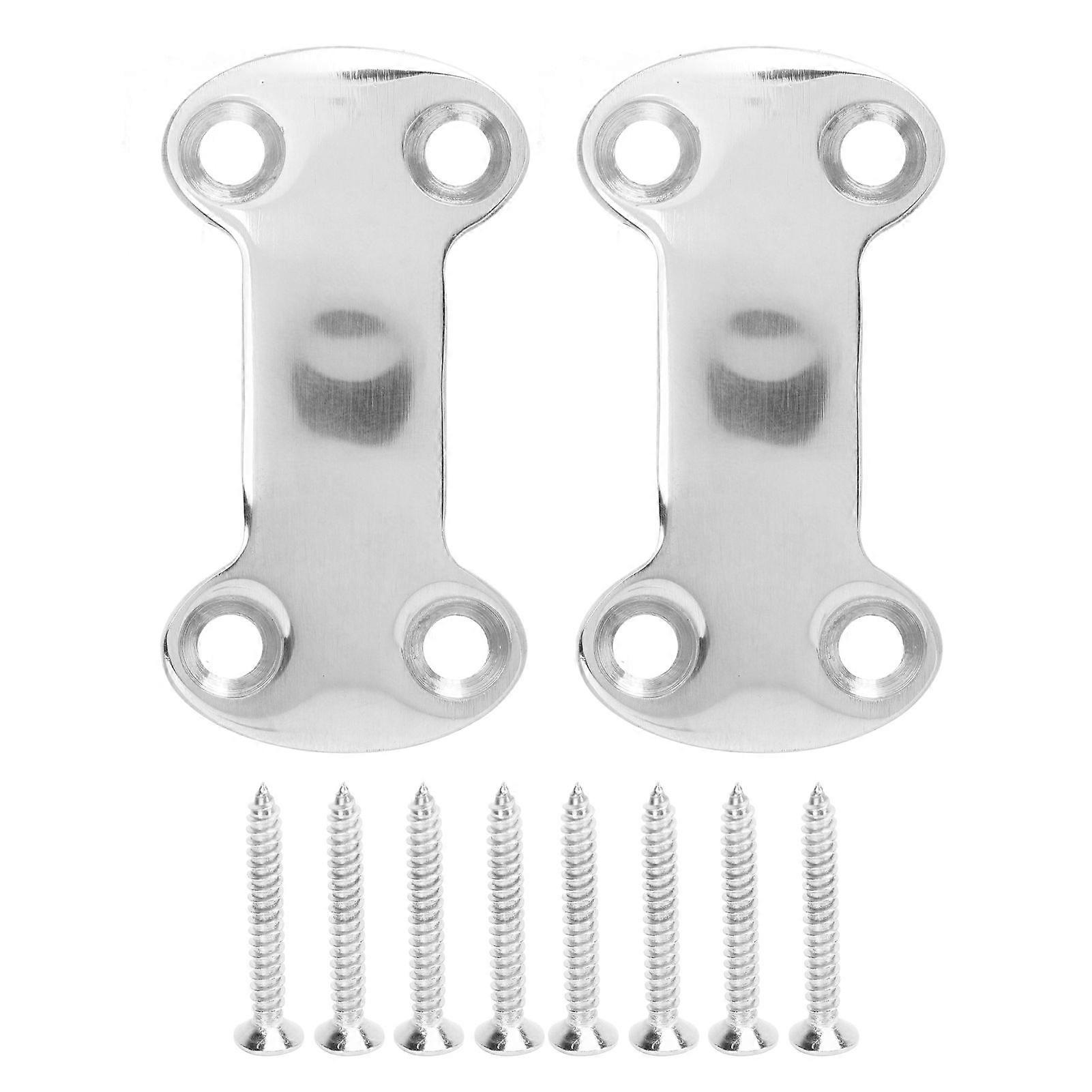 2 Pcs Stainless Steel Webbing Fixing Plate Good Fixation Rustproof Hardware Accessories with 8 Screws for Small Yachts Boats
