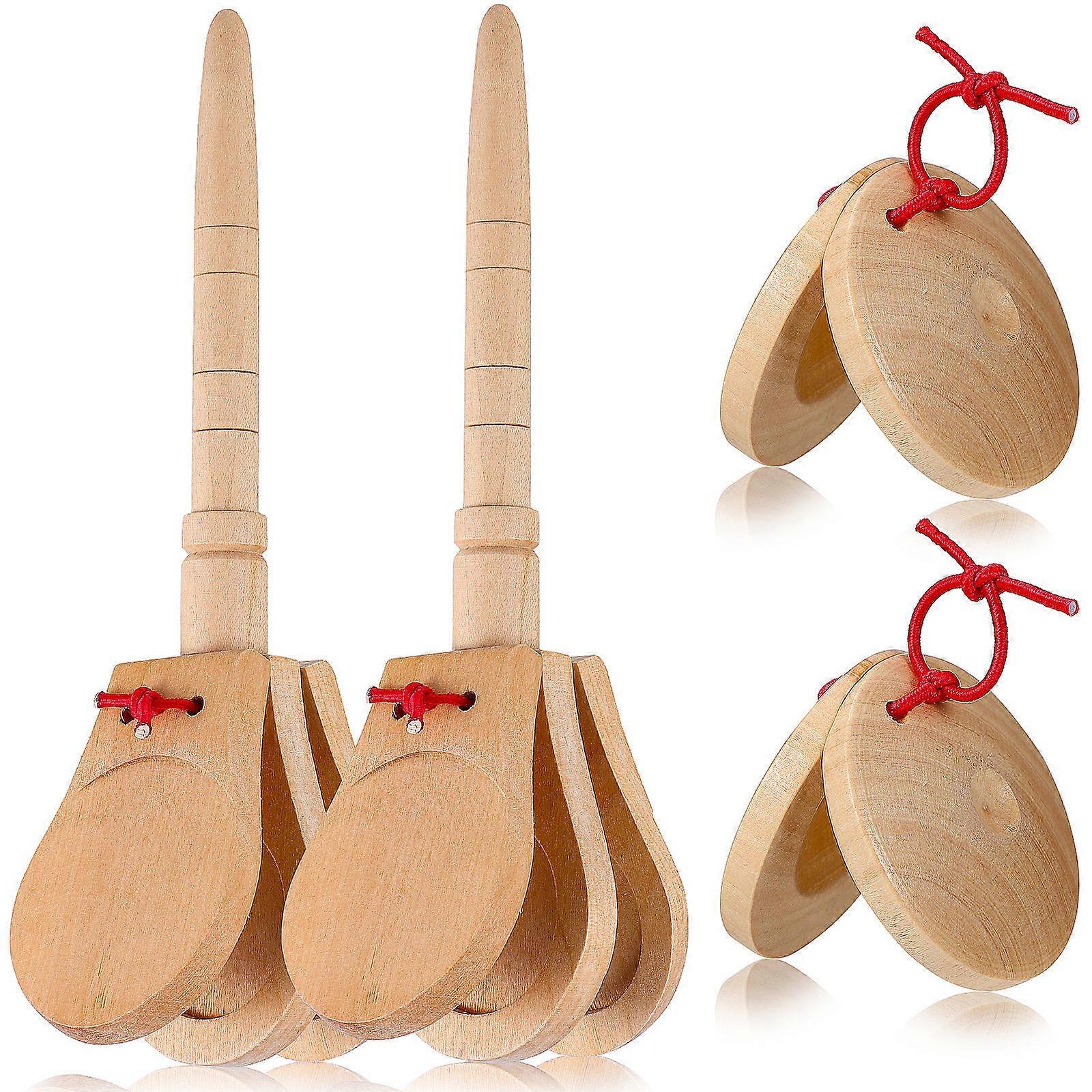 Wood Castanets Finger Castanet Educational Instruments for Kids 20Pcs