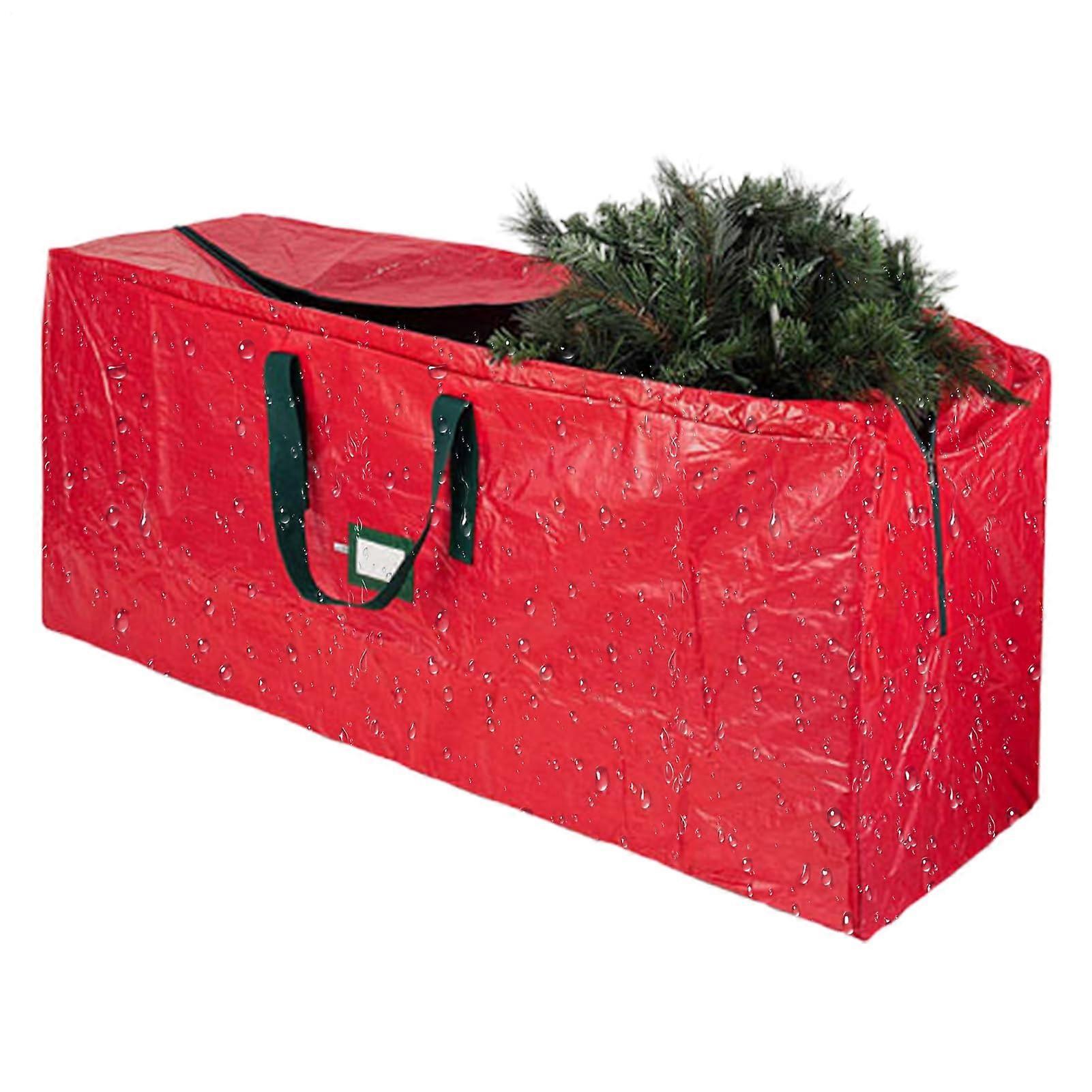 Christmas Tree Storage Box Red With Zip Closure For Christmas Decorations, Attic Or Cellar Use