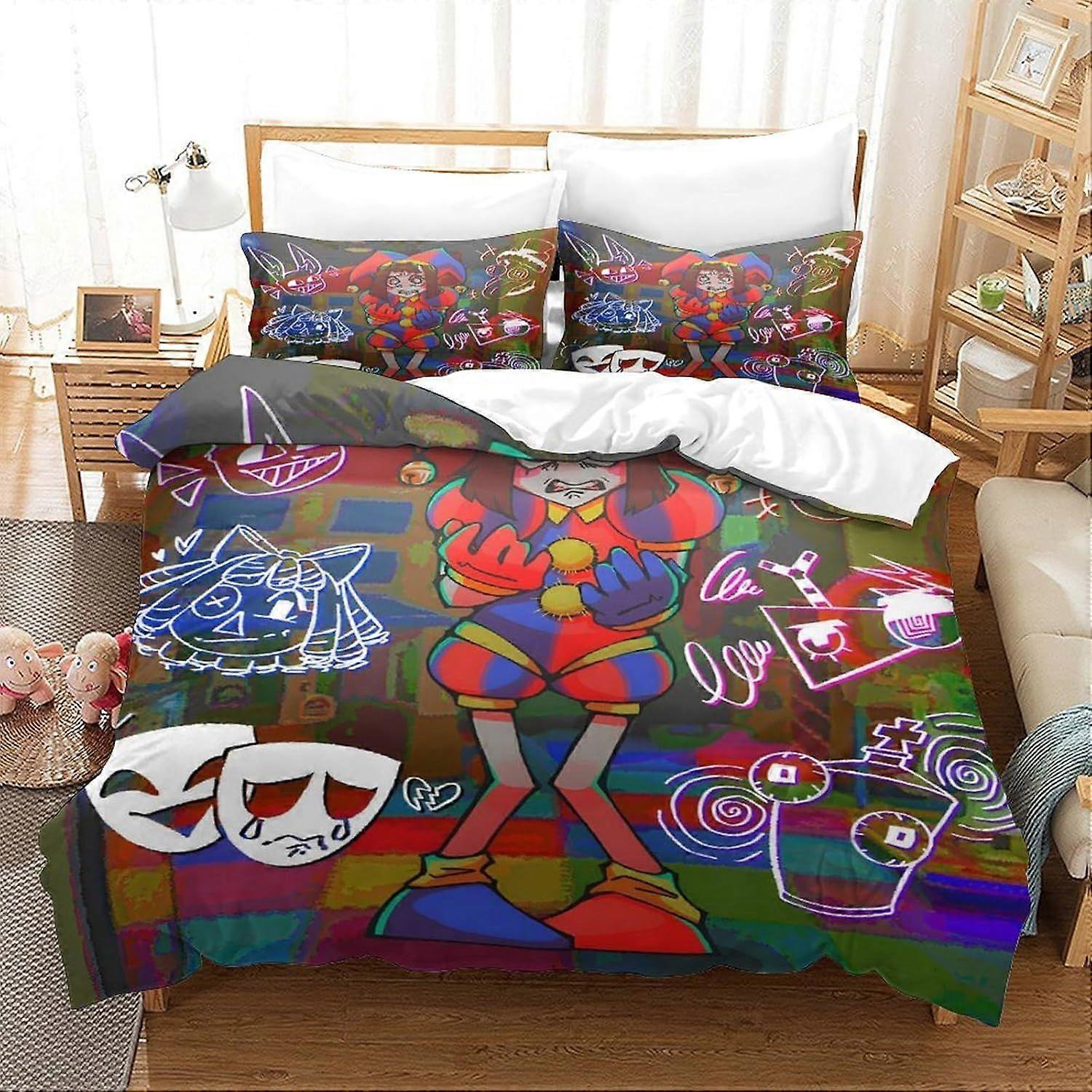 Amazing Circus for Boys Girls Comforter Covers 3D Print Quilt Cover Duvet Cover with Pillow Cases Bedding Set Soft Microfiber with Zipper Closure 2 Pi