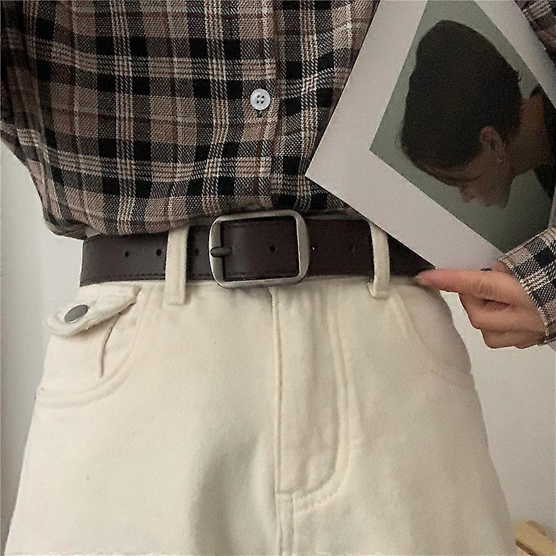 Retro pin buckle belt women's Korean style simple versatile student jeans belt unisex fashion trend bf style