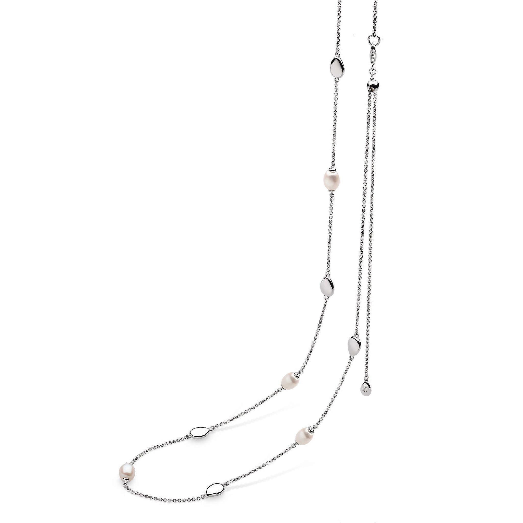 Kit Heath Coast Pebble Pearl Rhodium Plated Slider 22-32" Station Necklace 90169FP