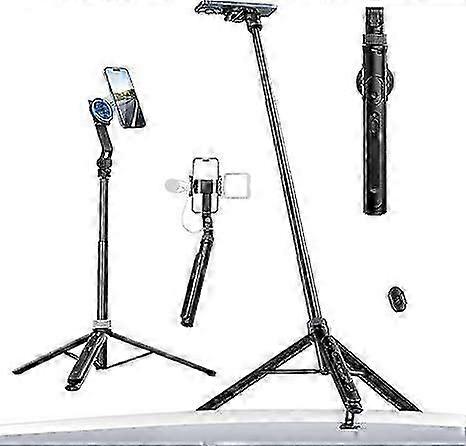 Extendable Selfie Stick with Remote, Lightweight Tripod Stand for Vlogging, Travel, Video Recording, Black