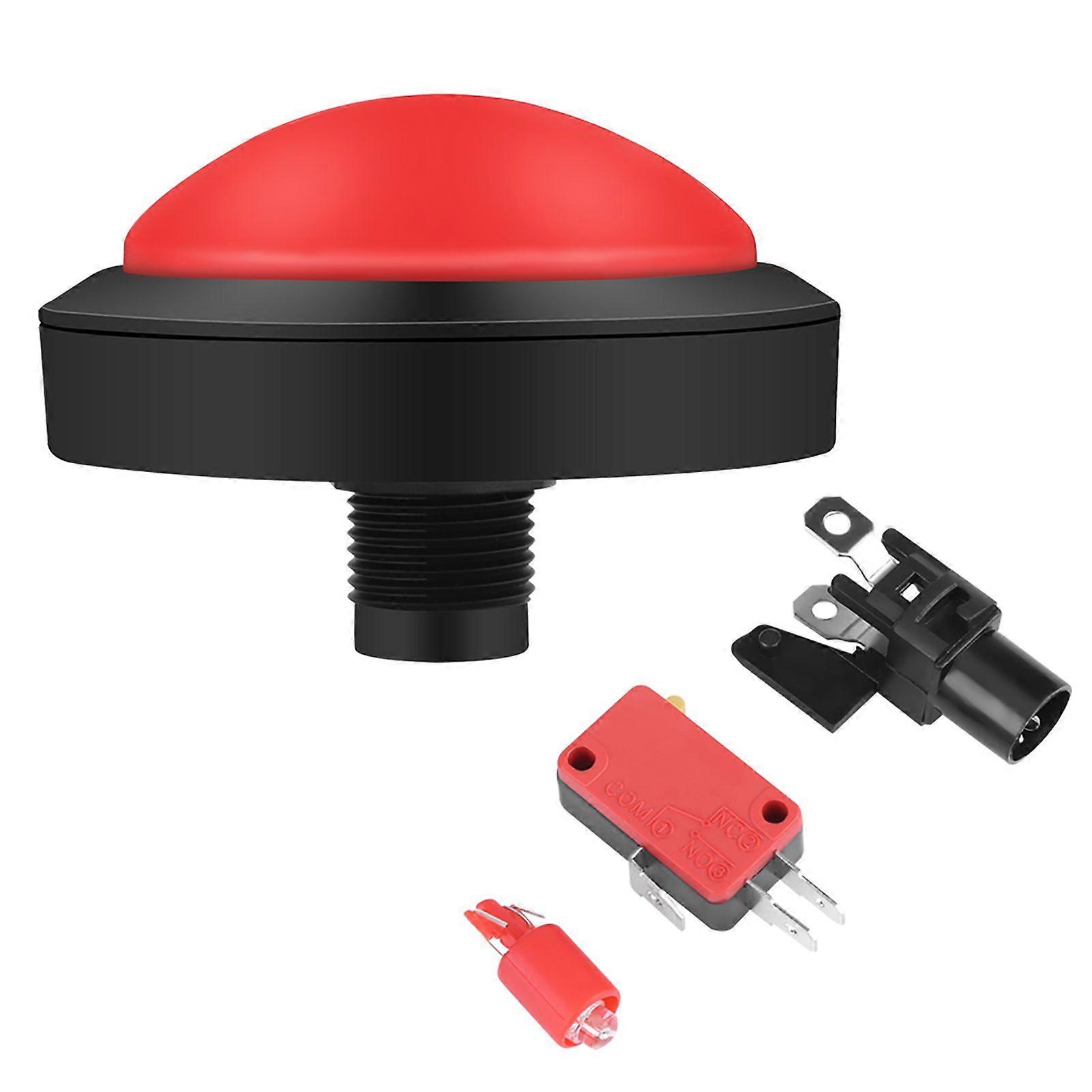 100mm Solid Arcade Button with LED Convexity for Replacement Console (Red)