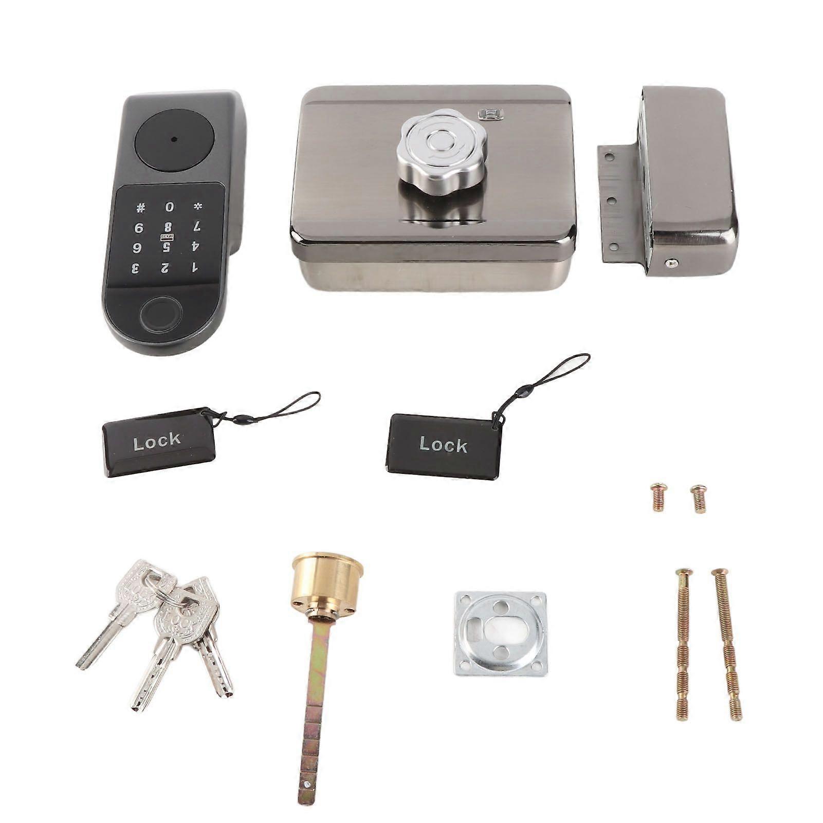 Electronic Deadbolt Door Lock with 2 Cards Fingerprint Password Unlocking APP Control for Apartment Home