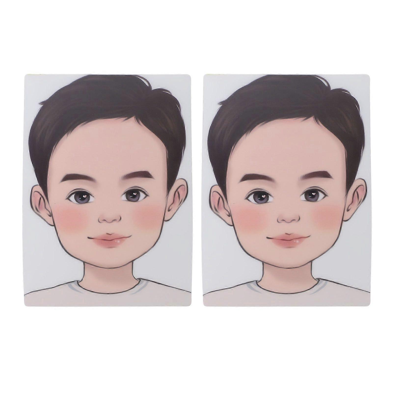 2PCS Face Painting Practice Boards Washable Reusable Colored Makeup Face Paint Exercise Template for Children