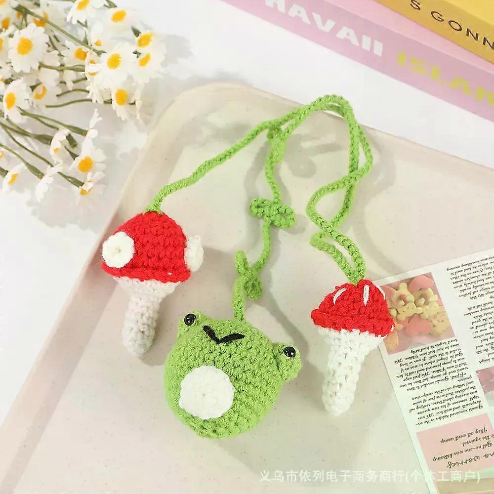 חמוד בעבודת יד פרח סרוג תליון תות סרוג רכב קישוט אחורי תיק תליון מפתח מראה קישוטים ילדה מתנה