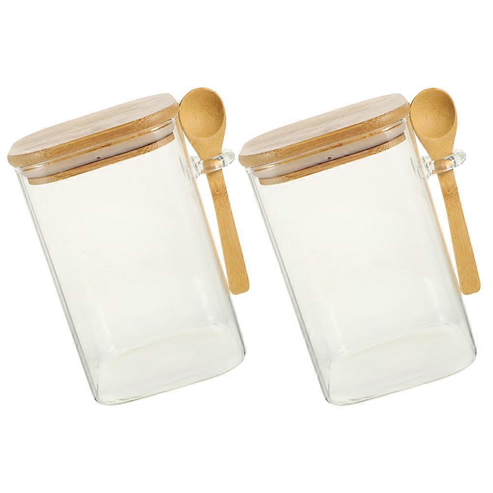 Airtight Glass Storage Jar for Coffee Bean Pots 2Sets