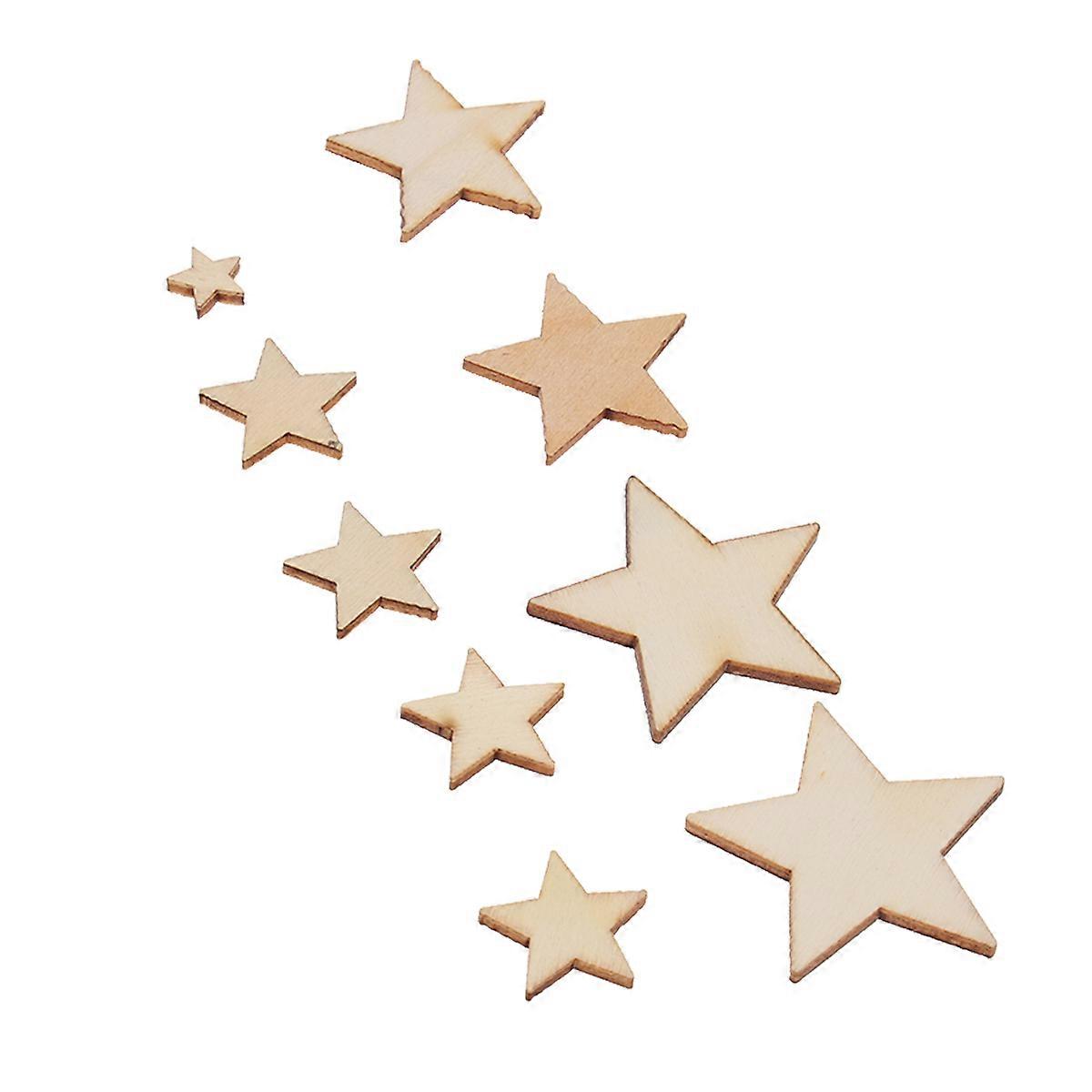 Star Wood Discs for DIY Crafts with 100Pcs Blank Wood Slices Discs