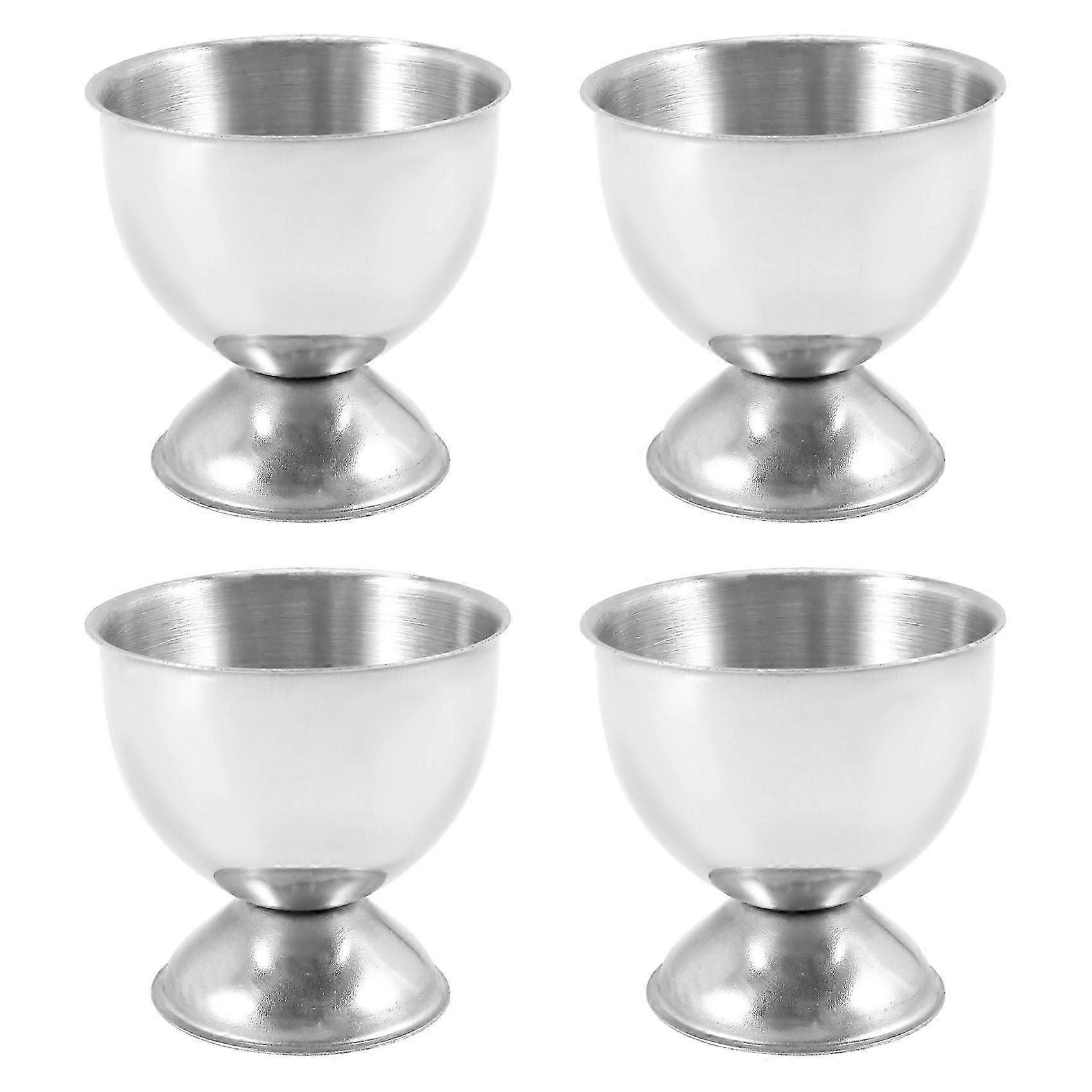 Egg Cups Set Stainless Steel Soft Tray Tool Holders Kitchen, Silver