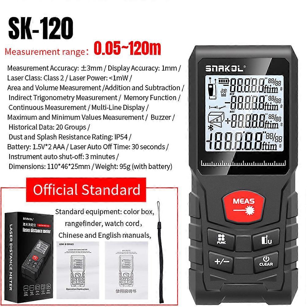 Intelligent Laser Rangefinder Digital Distance Meter with Continuous Measurement Volumes Area Pythagoras Modes IP54 Waterproof Adjustable Function