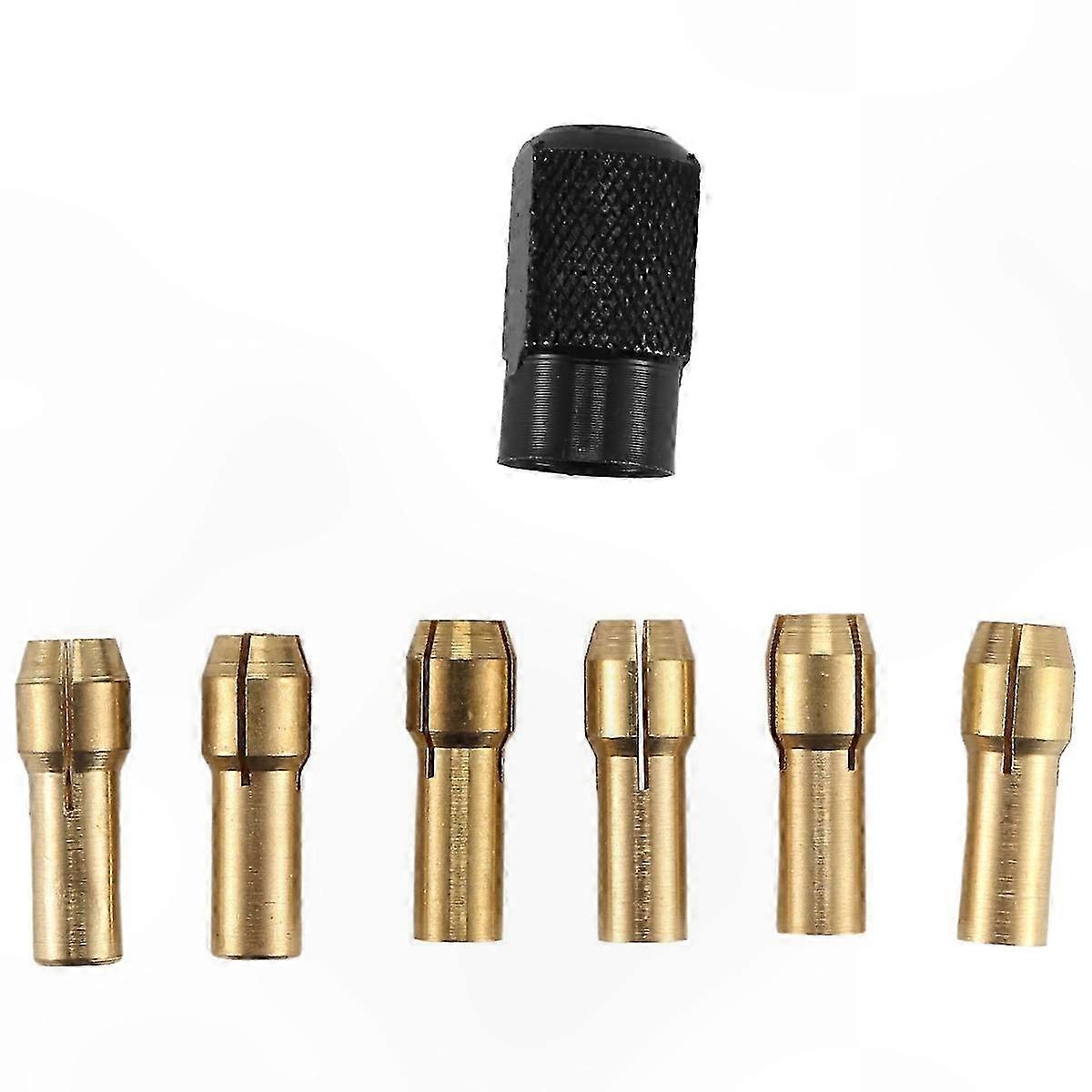 7Pcs Dremel Brass Collet Set 1.0-3.2mm with M8x0.75 Thread Adapter