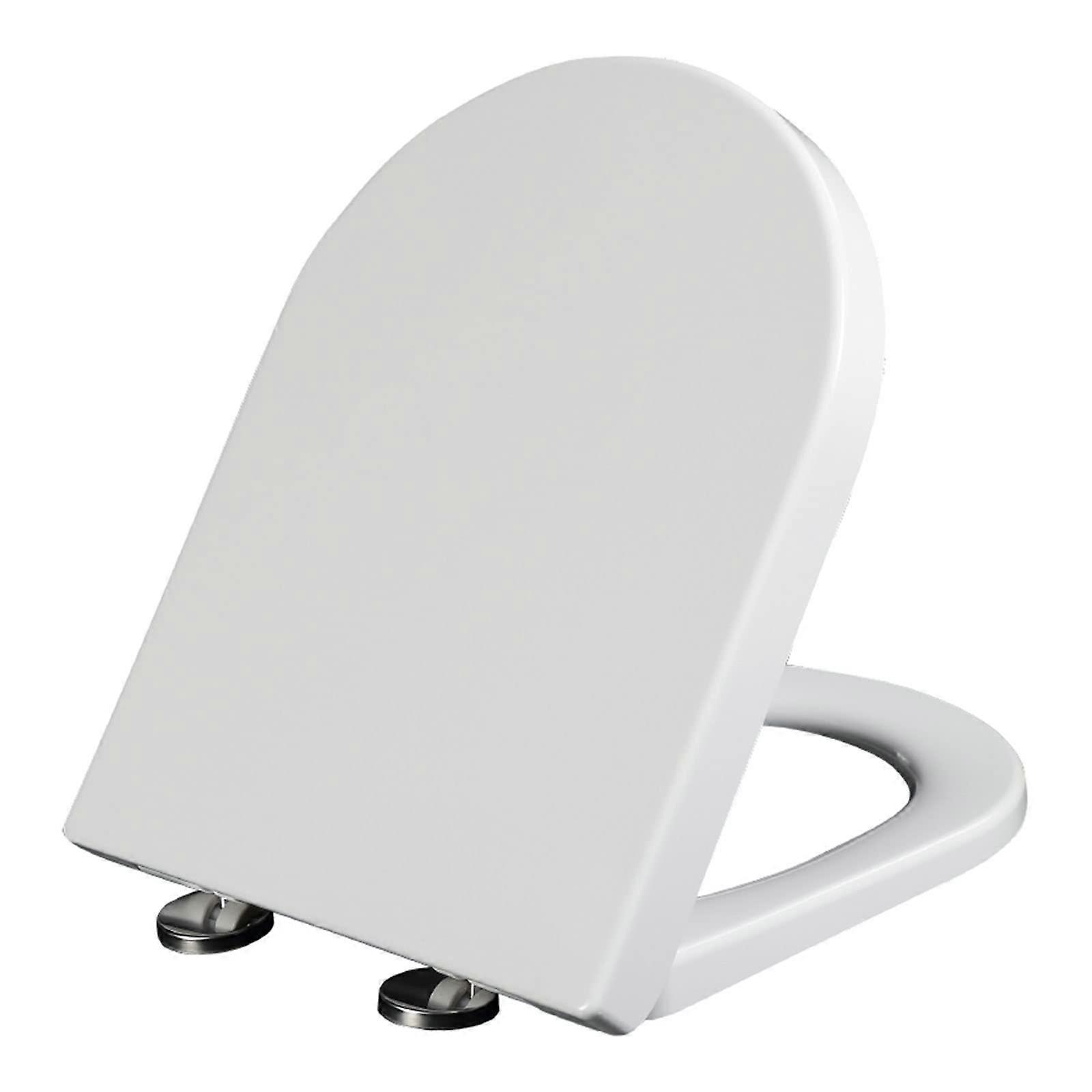Toilet Seat DShape UF Model, OneButton QuickRelease, 360 Degree Adjustable Hinge, White
