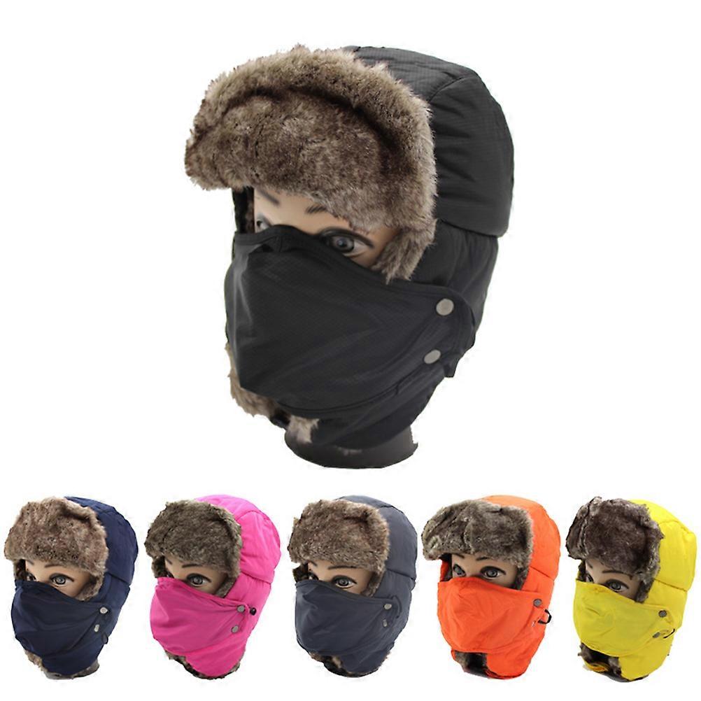 Neck Protection Ski Hat Winter Cotton Hat for Keep Warm Black