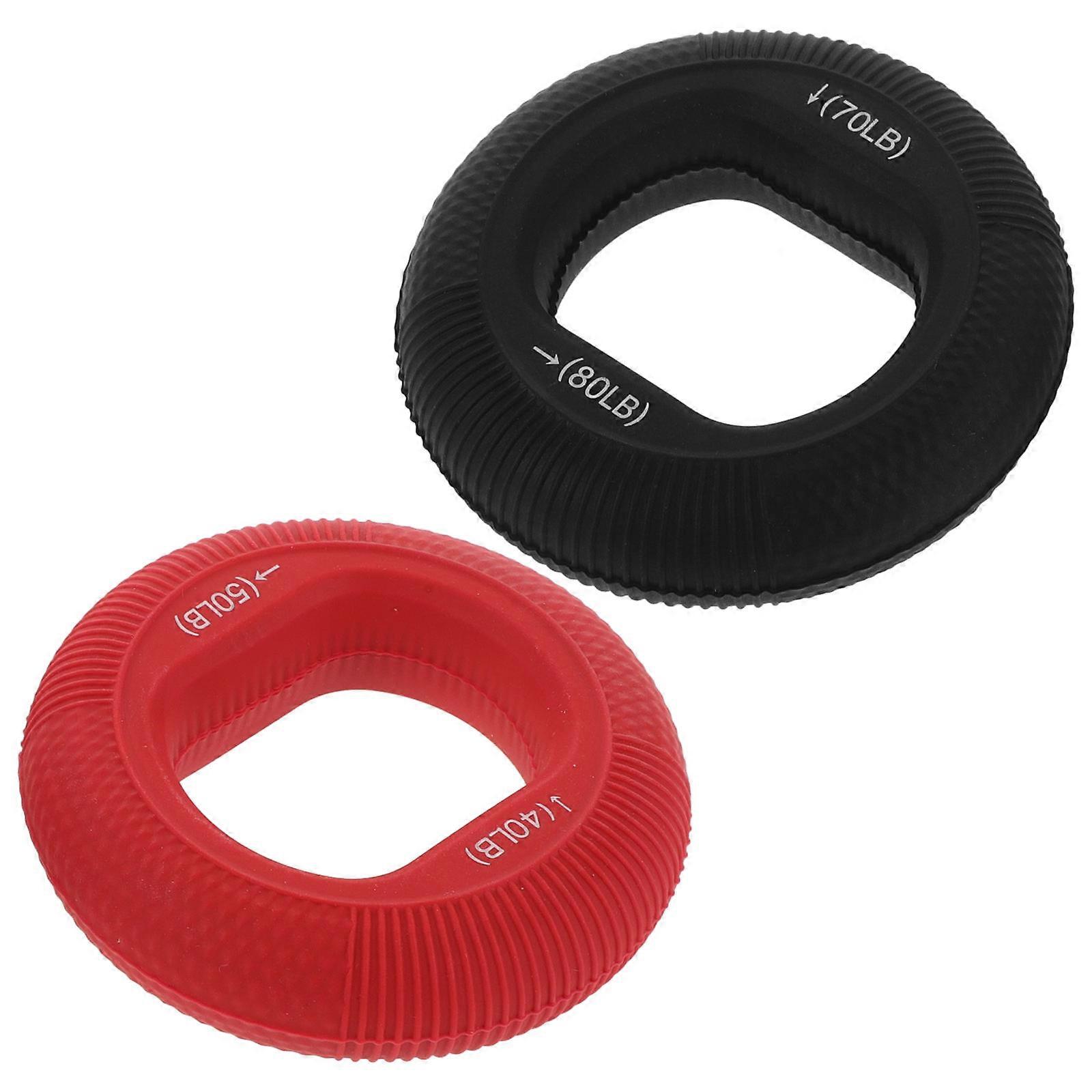 Hand Grip Strengthener Ring 2Pcs Silicone Adjustable Arm Strength Training Tool for Rehabilitation Exercises Red Color