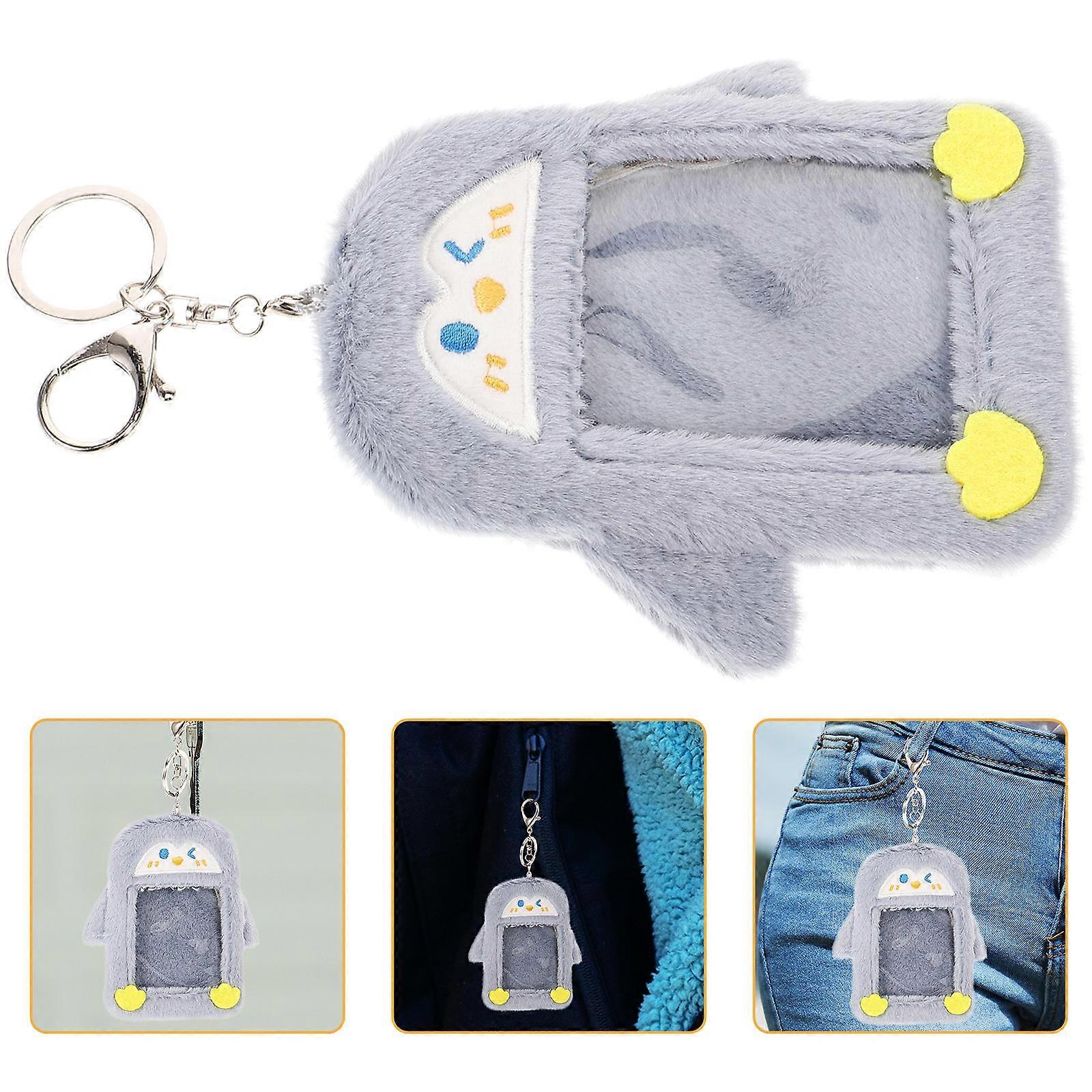 Grey Plush Card Holder Cartoon Card Case for Decor 3Pcs Set