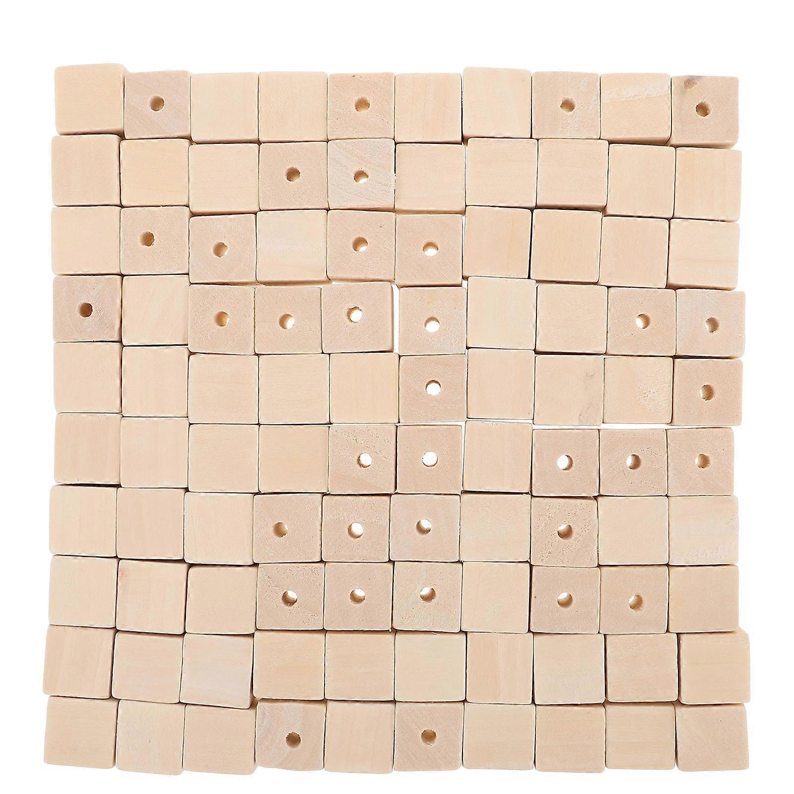 Wooden Beads For Jewelry Making 200Pcs Square Craft Supply Blocks Natural Khaki Color Ideal For DIY Projects
