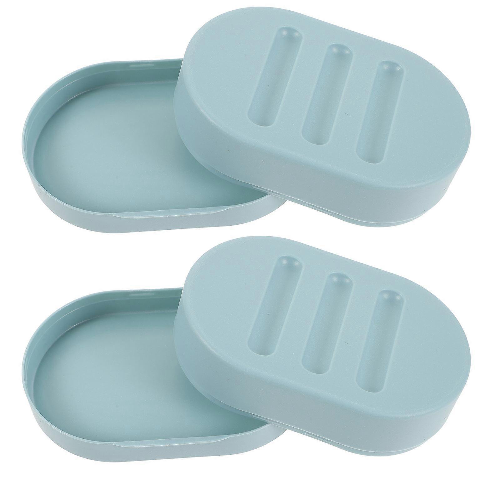 Draining Soap Holder Portable Soap Box for Travel Use 2Pcs Green
