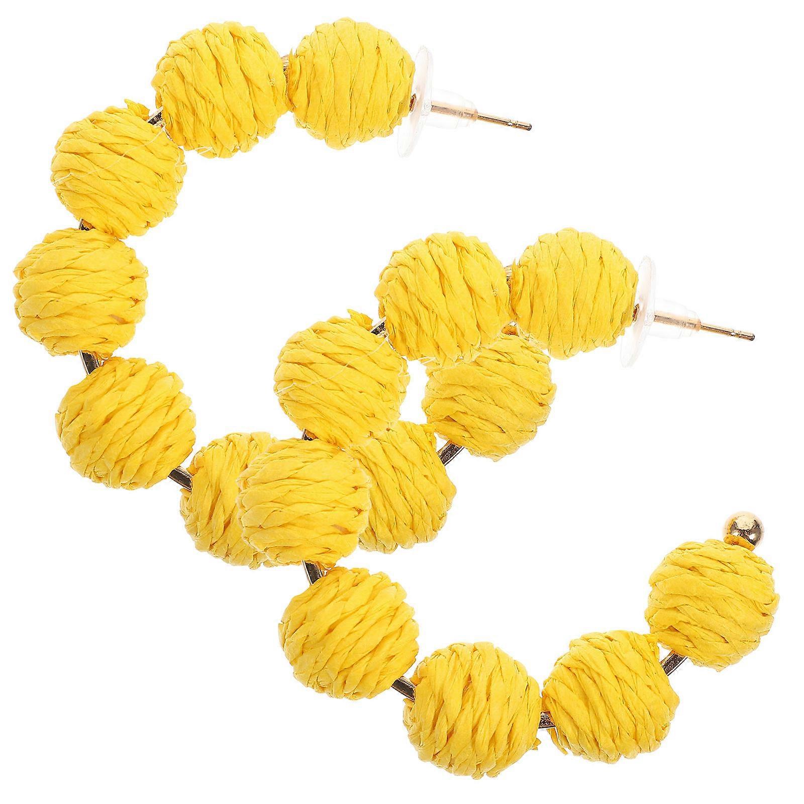 Raffia Ear Dangle Bohemia Style Earrings for 5Pairs Summer