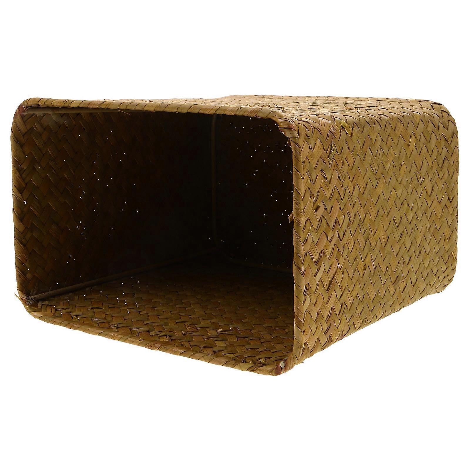 4Pcs Straw Basket Organizer for Waste Storage with Light