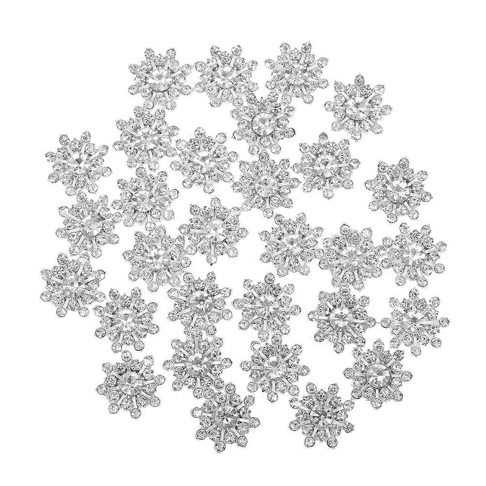 Silver Metal Snowflake Rhinestone Buttons for Craft Projects 100Pcs