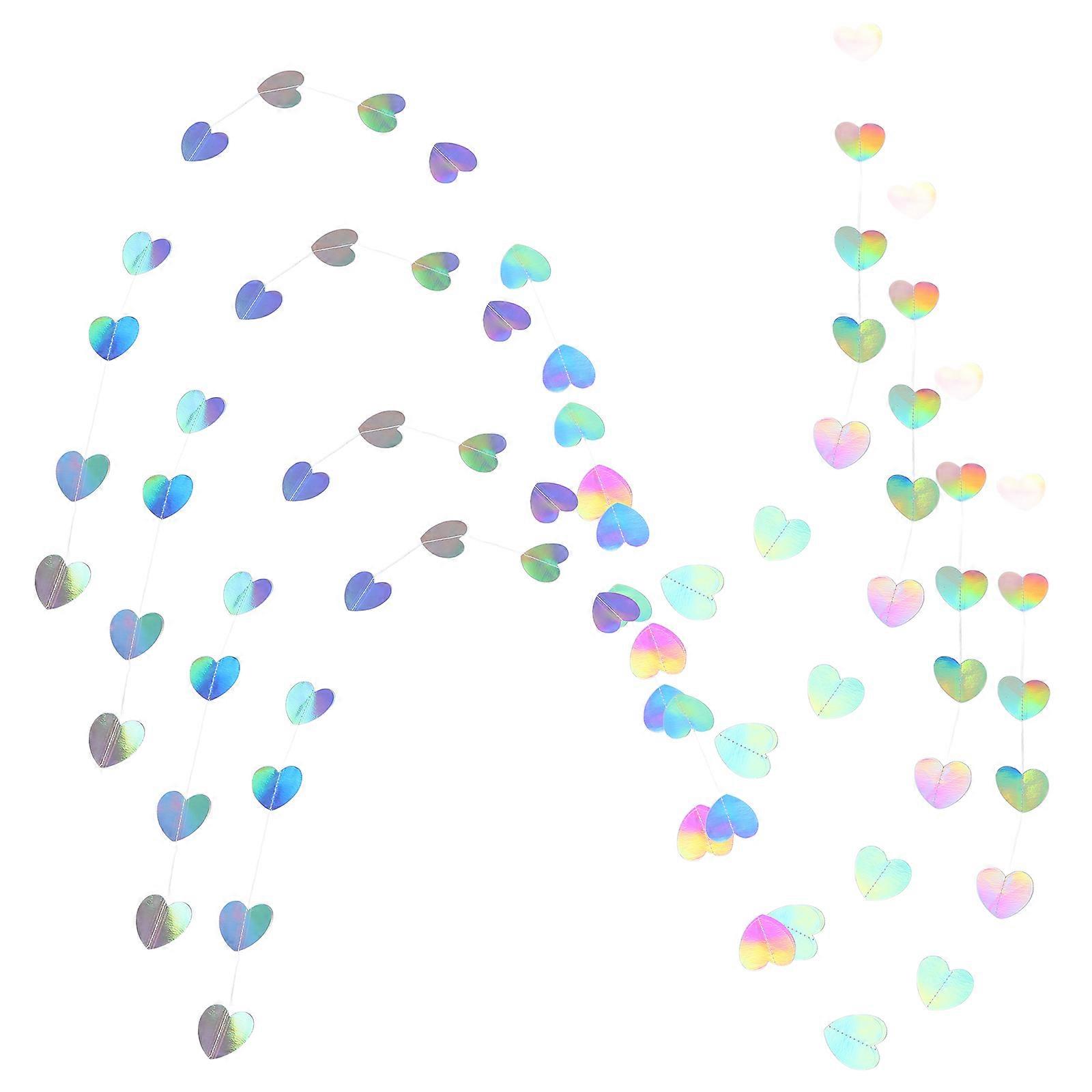 Neon Streamers Heart Garland 12Pcs Decorations For Valentine's Day And Outdoor Events In Iridescent Style To Add A Touch Of Elegance