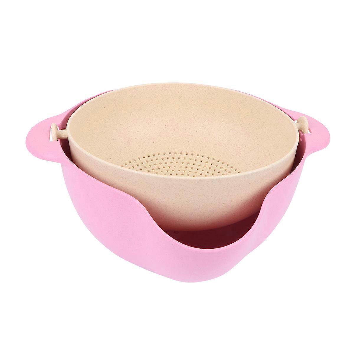 Rotating Storage Basket Double-Layer Drain Basket for Vegetable Drain 3Pcs