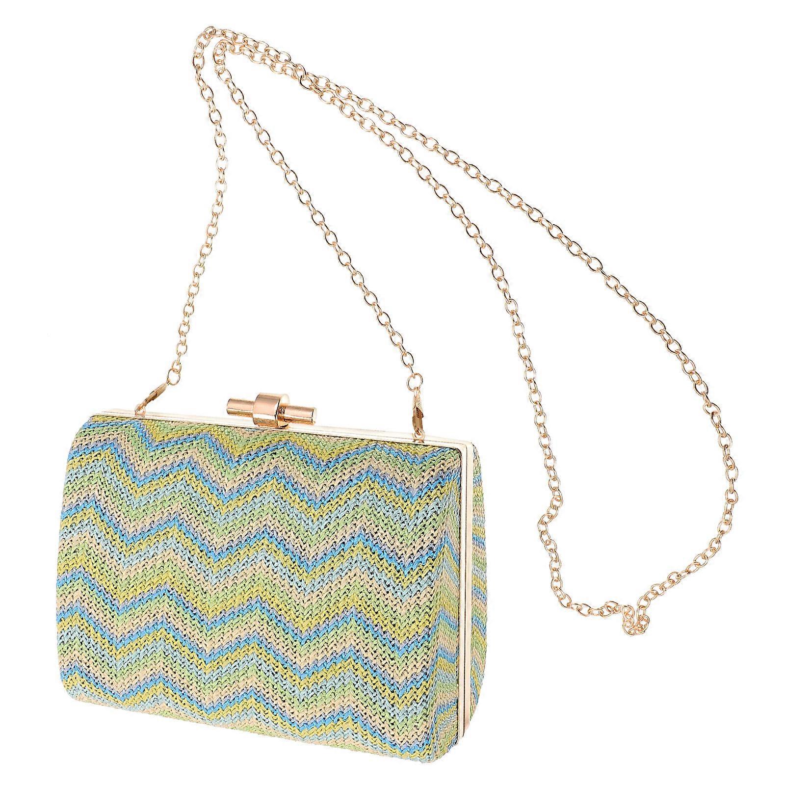 4Pcs Straw Handbag for Storage Green Creative Cross Body Single-Shoulder