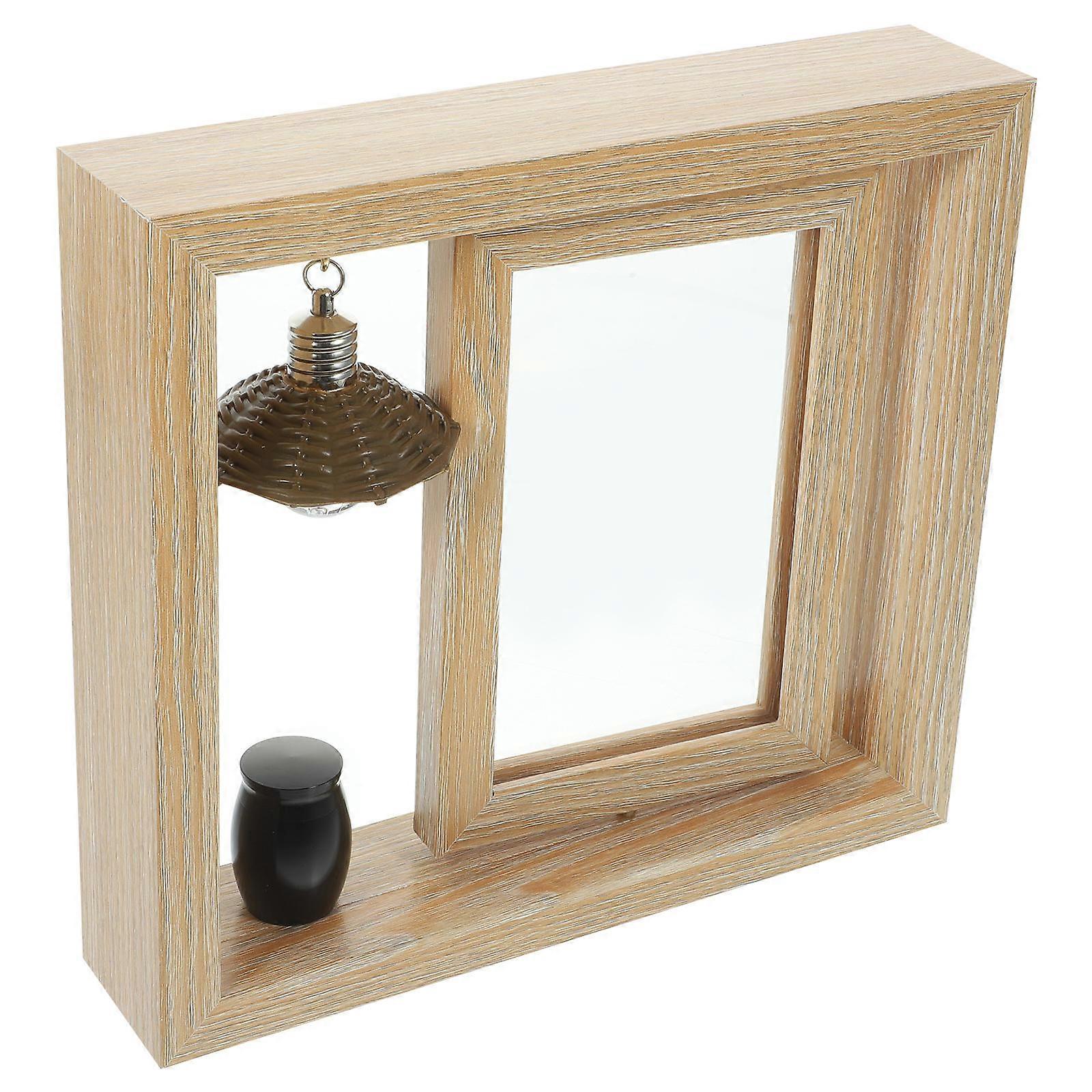 Tabletop Photo Frame Wooden Memorial Picture Frame with Ashes Urn 2Sets
