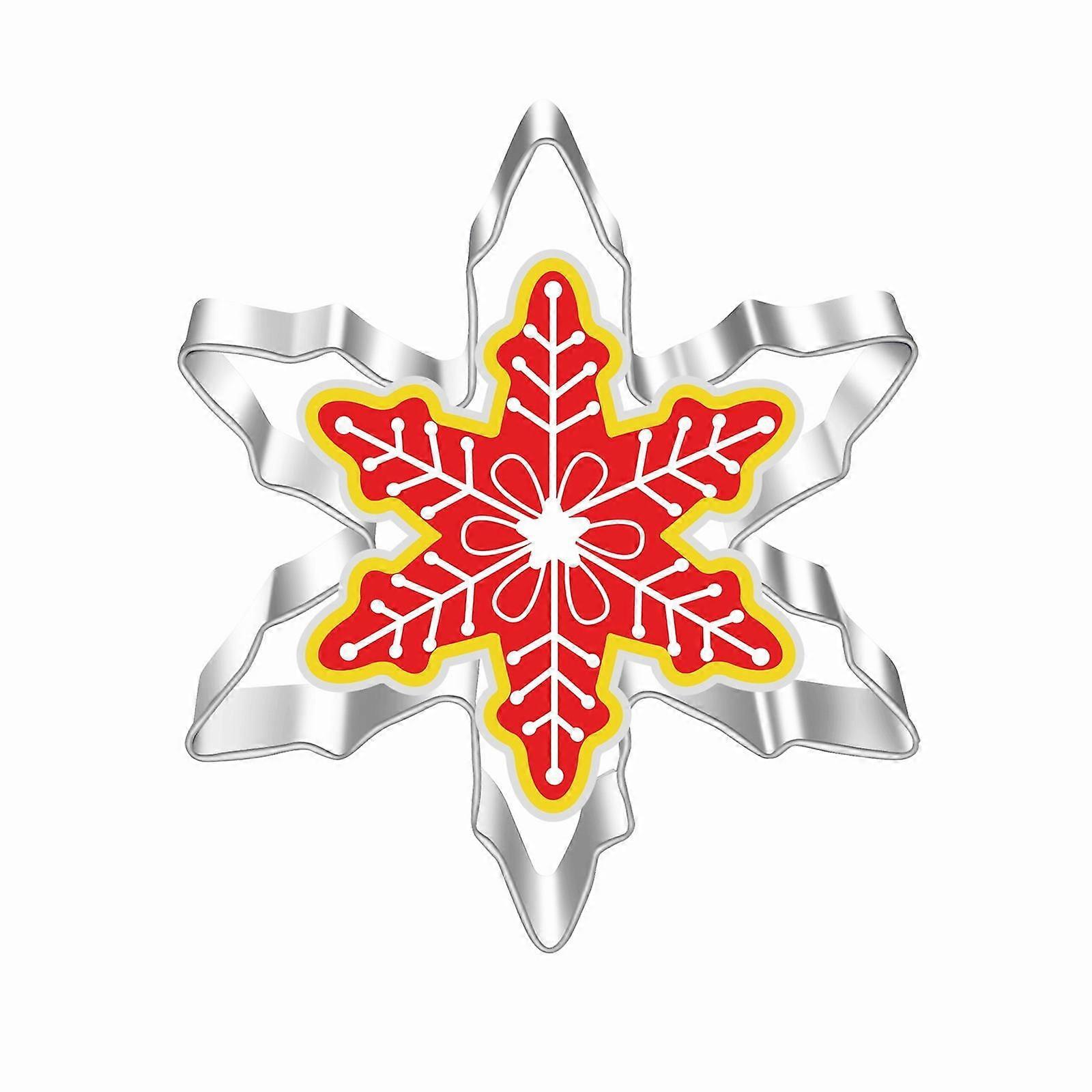 Large 4" Christmas Cookie Cutters Set - Compatible with Holiday Baking, Stainless Steel Snowman, Tree, Snowflake Shapes with Recipe Guide,