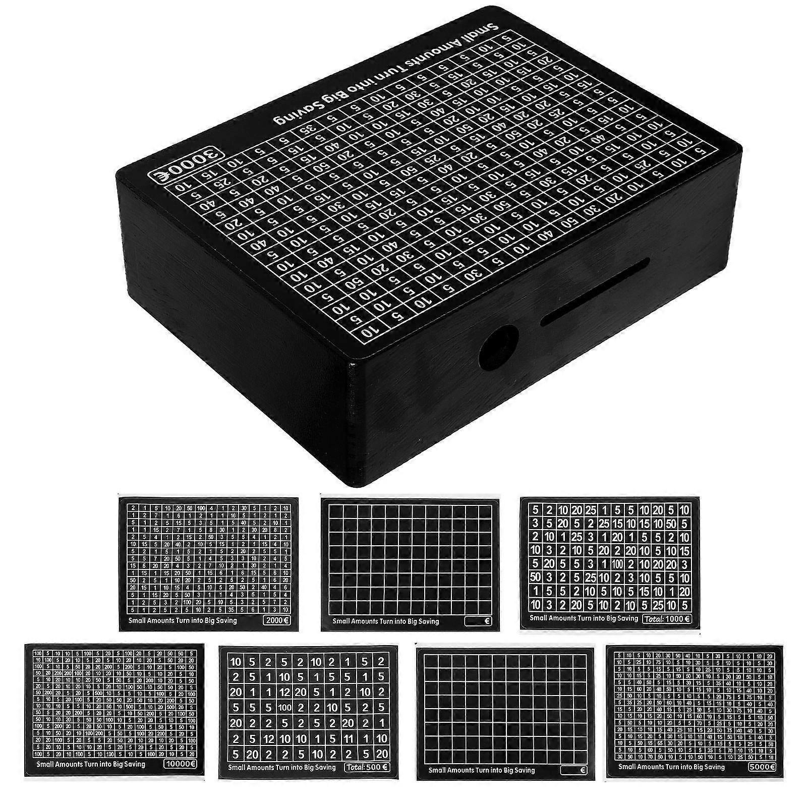 Money Saving Box with Coin Storage Jar 5Pcs Wooden Set