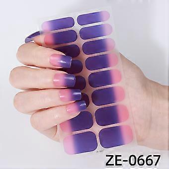 16 Finger Gradient Nail Stickers, Simple Nail Art Film with Nail File