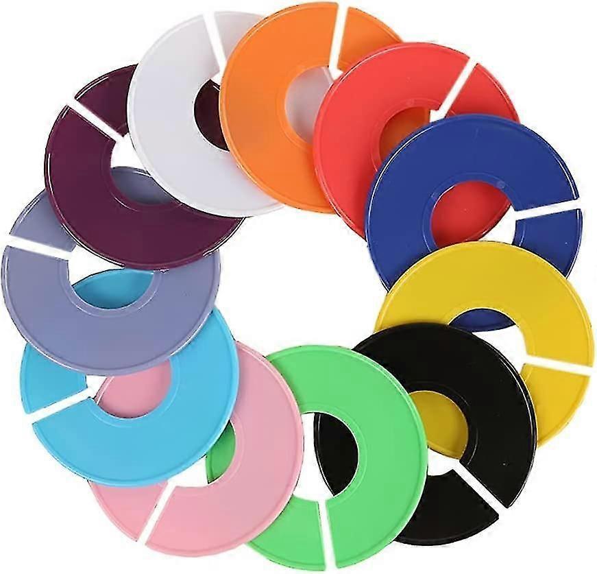 10個の衣類ラックサイズ仕切りブランクラウンドディバイダーハンギングリングラベルランダムカラー