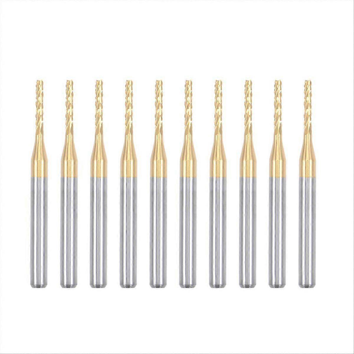 10PCS Titanium Coat Carbide For PCB Machine, 1/8 Inch Shank 1.5Mm