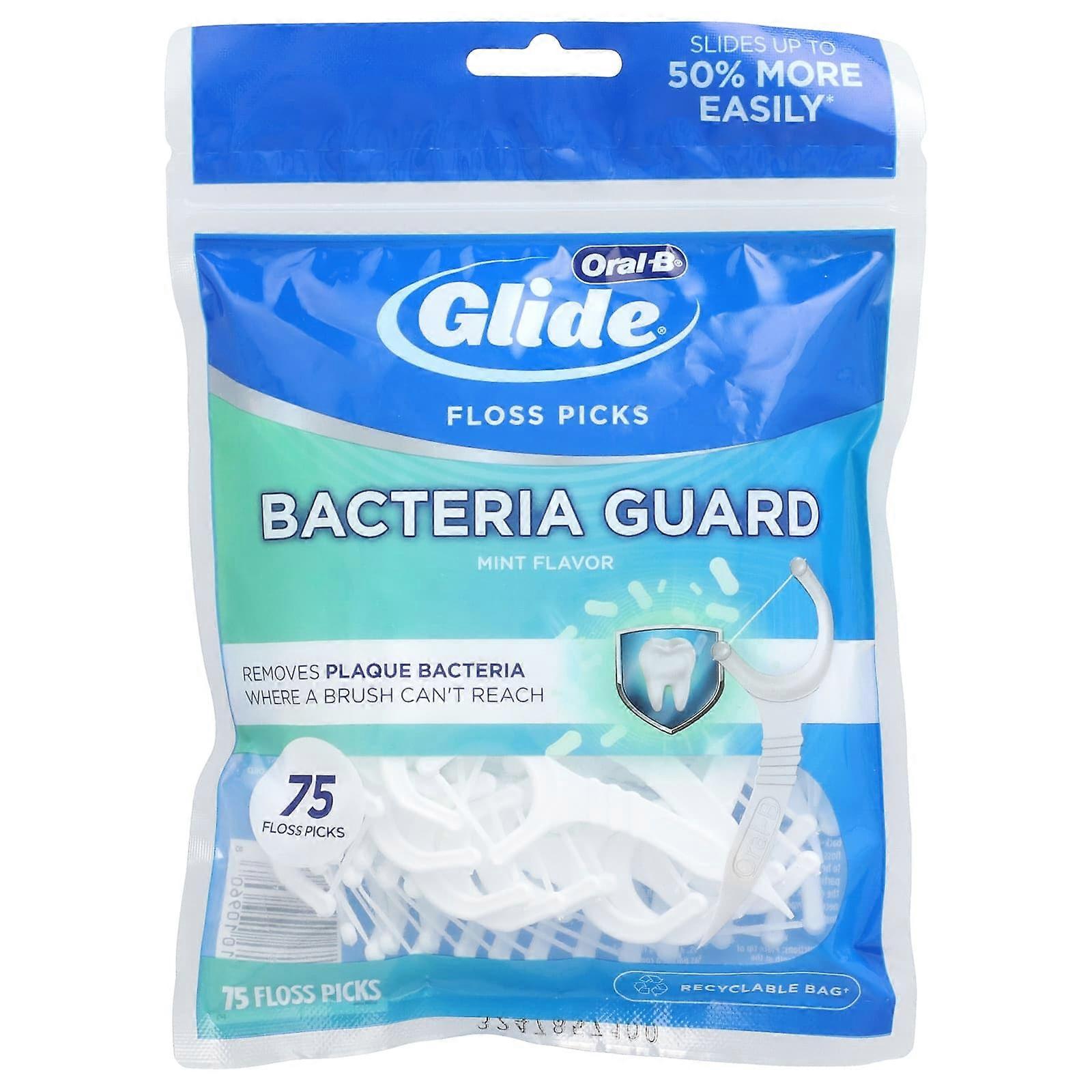 Glide, Floss Picks, Bacteria Guard, Mint, 75 Floss Picks